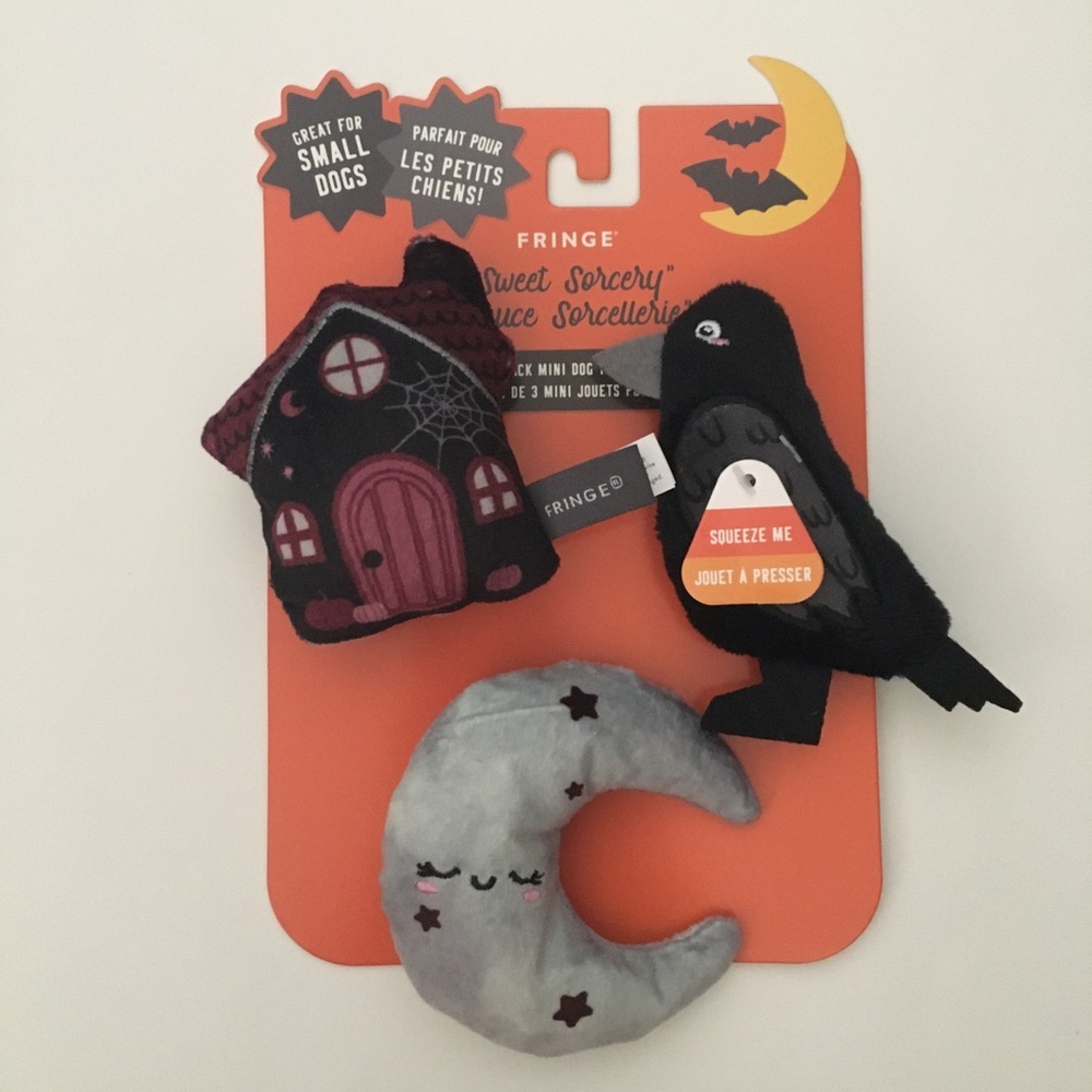 Dog Toys 3 Plush with Squeakers “Sweet Sorcery” Halloween Theme NEW | Fringe